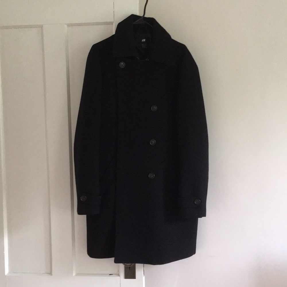 H&M Men’s Wool-Blend Peacoat Sz 42R